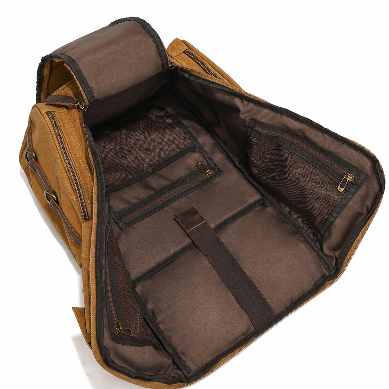 Waxed Canvas Backpack Vintage Leather Laptop Rucksack Waterproof Travel Bag