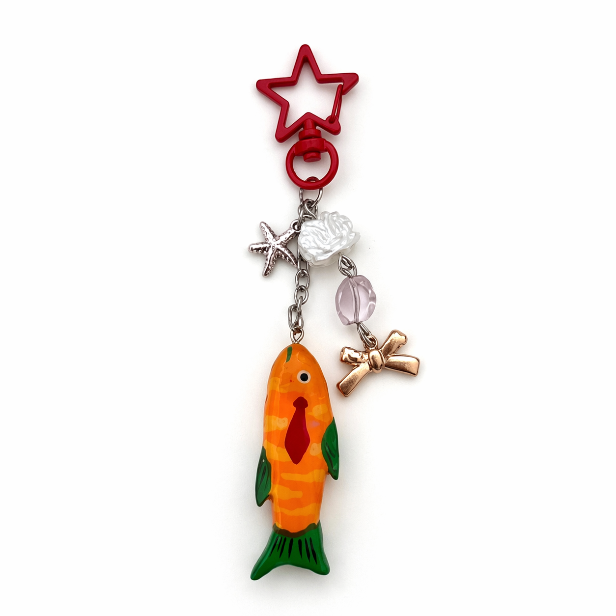 Fish Starfish Bag Charm Enamel Keychain Coastal Streetwear Accessory