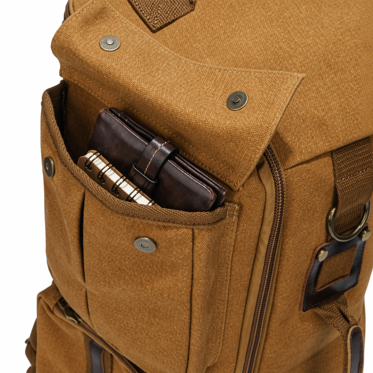 Waxed Canvas Backpack Vintage Leather Laptop Rucksack Waterproof Travel Bag