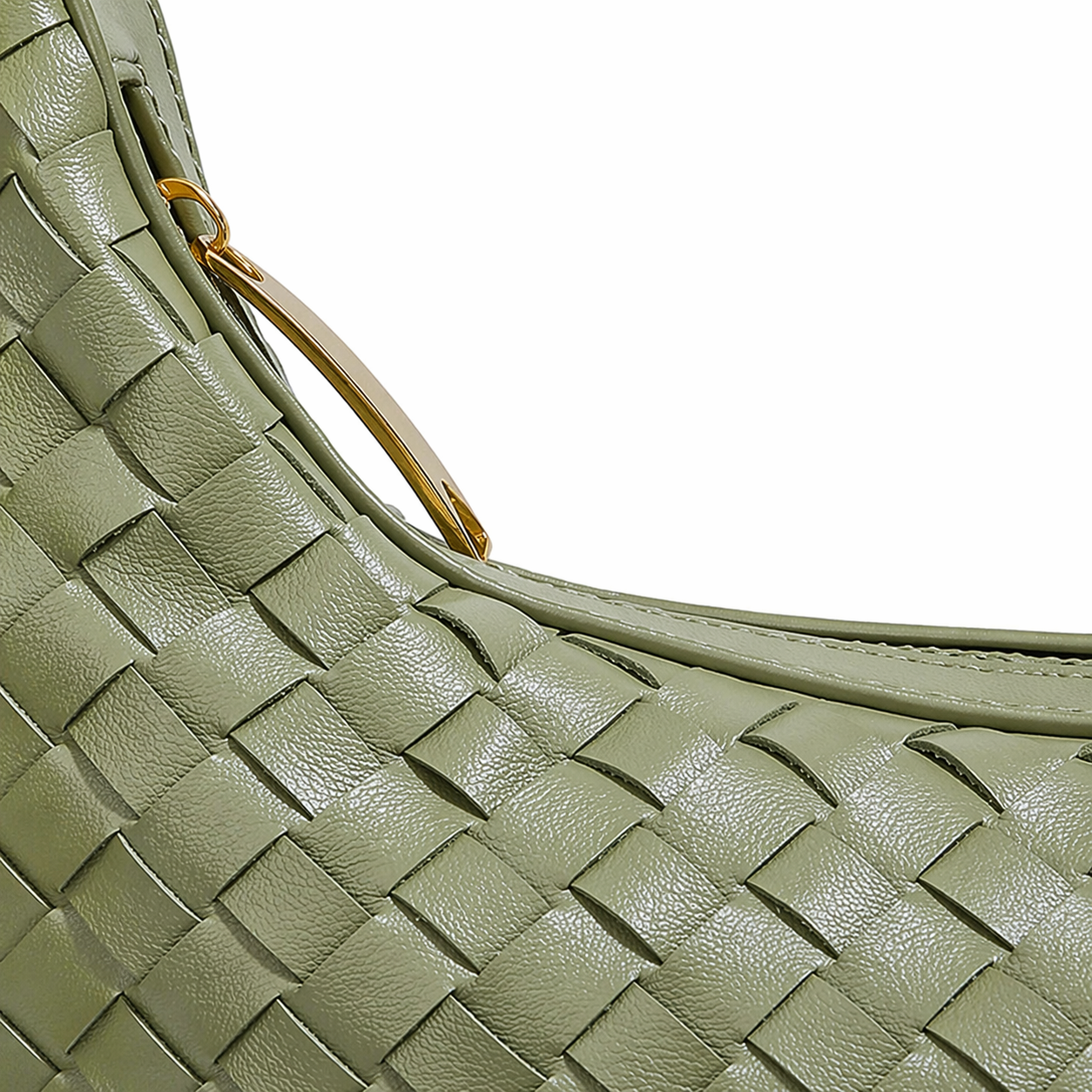 Woven PU Leather Crescent Bag Hobo Top Handle Purse