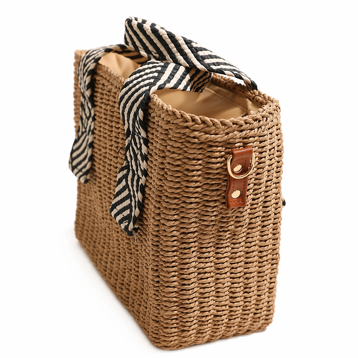 Straw Woven Tote Bag Large Summer Beach Square Crossbody Shoulder Bag