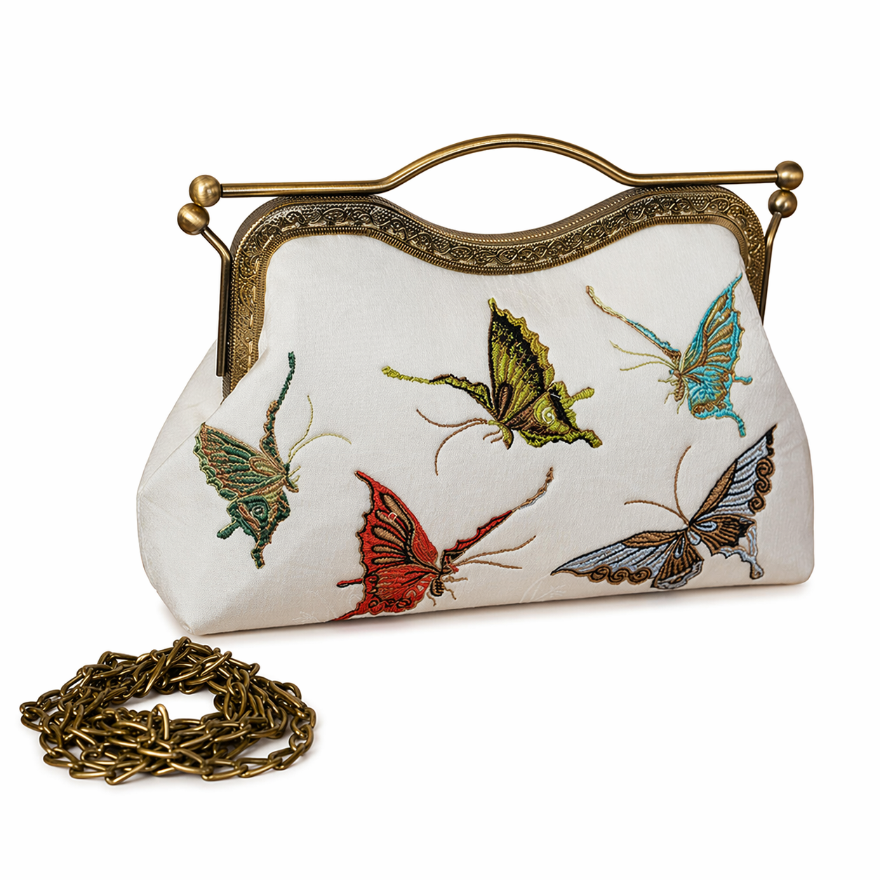 Butterfly Embroidered Crossbody Bag Cheongsam Evening Shell Purse