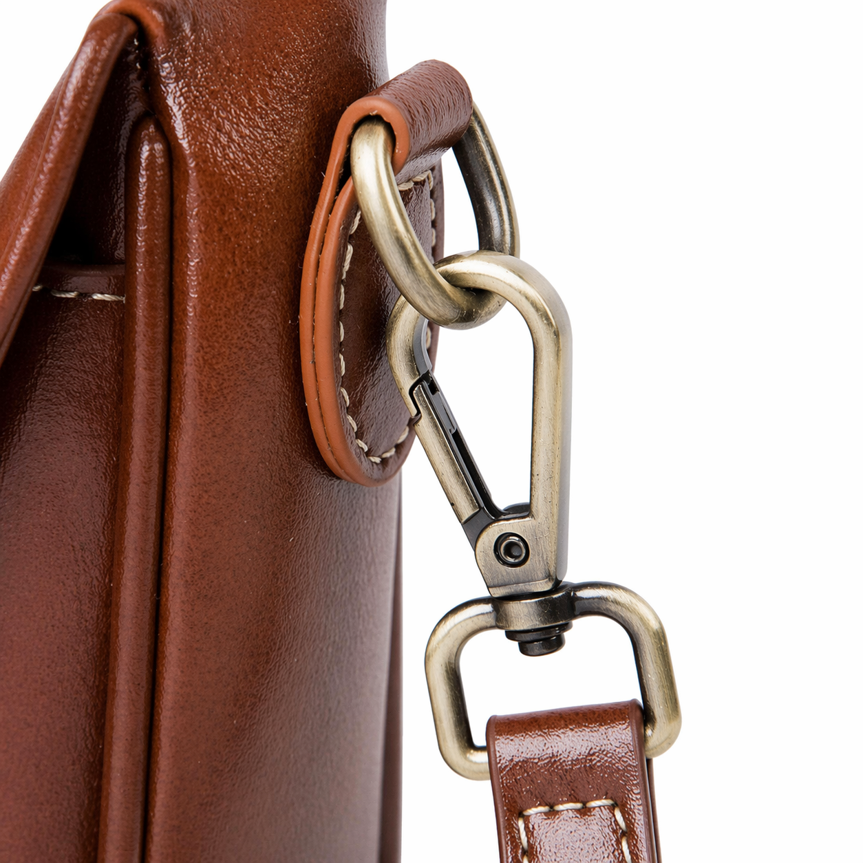 Top-Grain Leather Flap Structured Bag Minimalist Crossbody Satchel