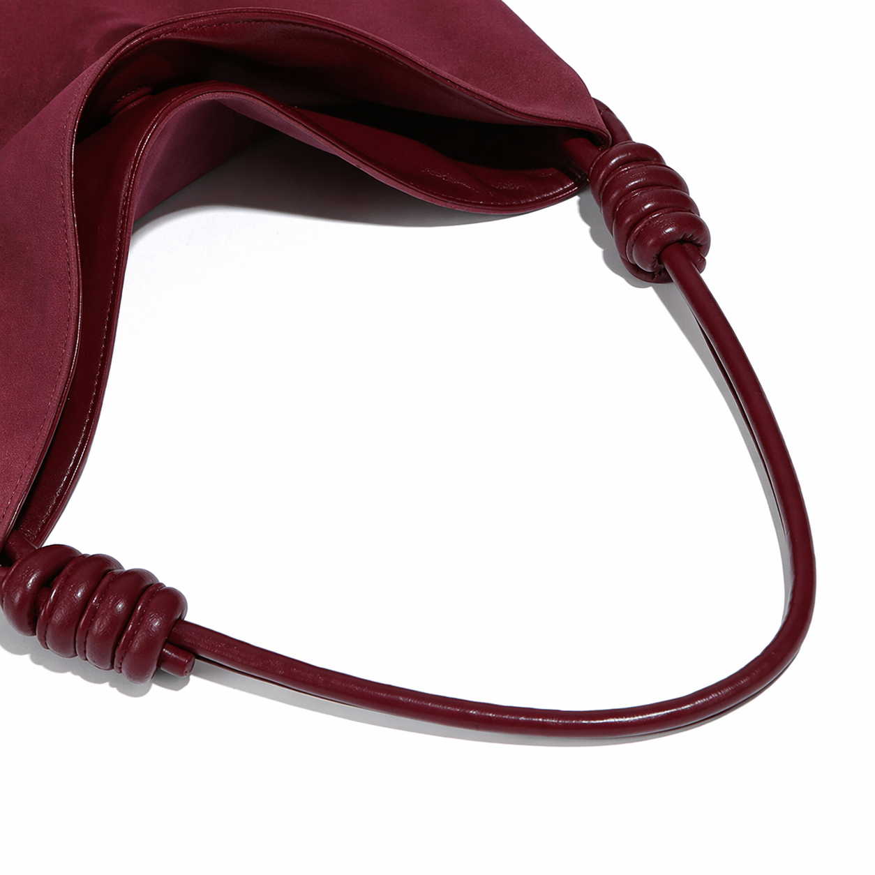 Vintage Faux Suede Underarm Tote Knot Strap Large Hobo Slouchy Shoulder Bag