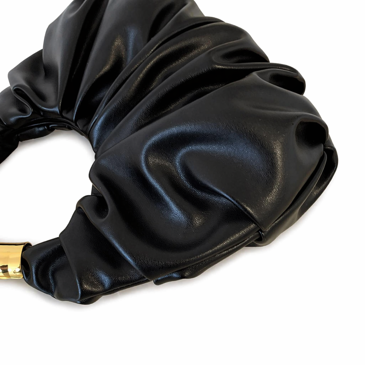 Asymmetric Hardware Ruched Cloud Clutch Minimalist Pleated PU Tote Bag