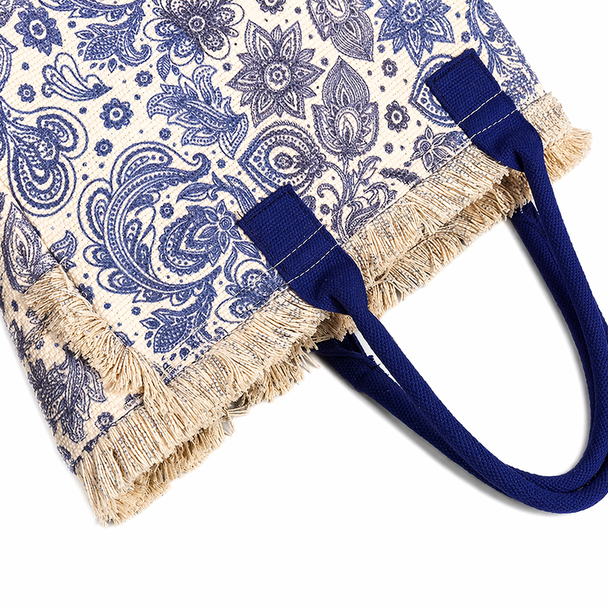 Boho Vintage Tassel Tote Bag Large Canvas Beach Travel Shoulder Bag