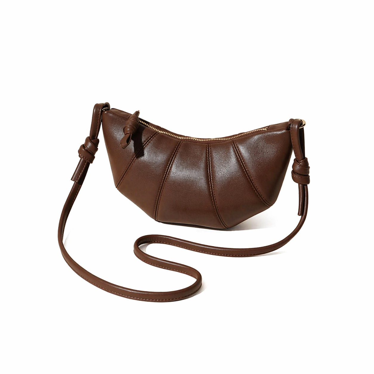 Genuine Leather Croissant Crossbody Bag Chic Cowhide Crescent Purse