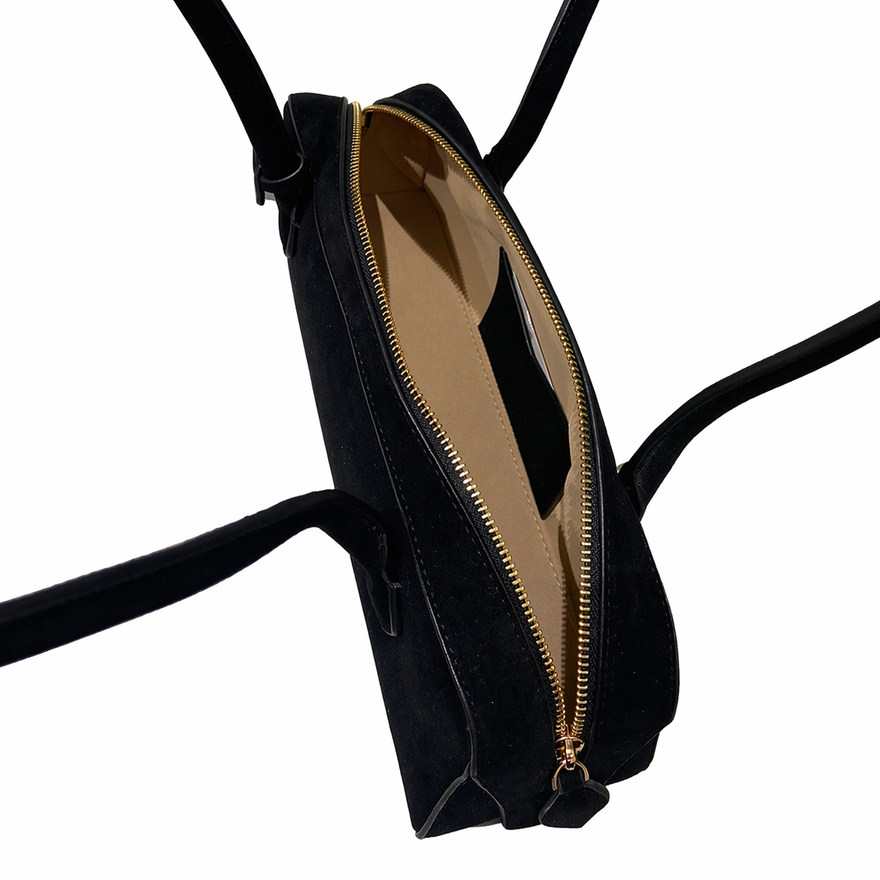 Suede Leather East-West Baguette Bag Retro French Shoulder Handbag