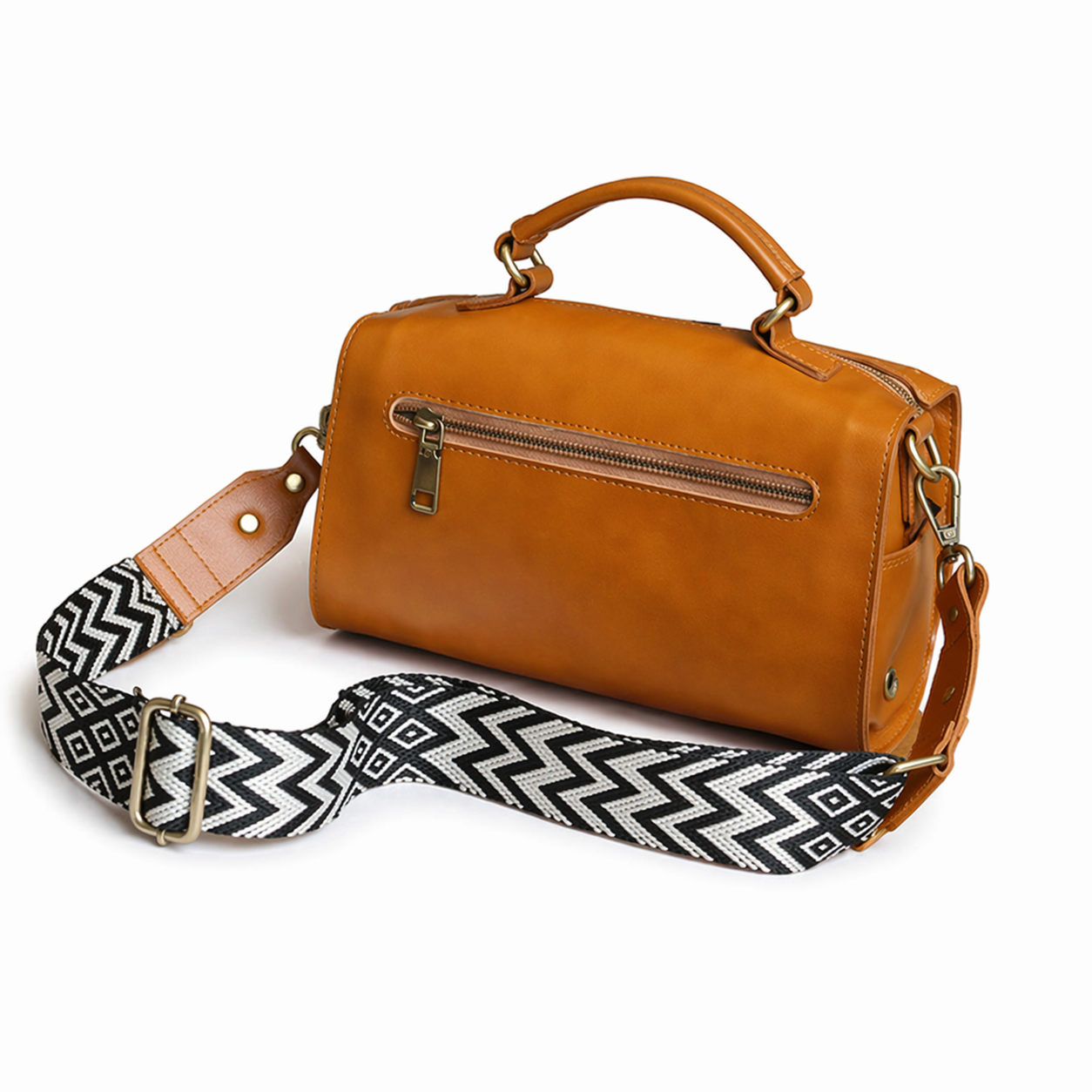 Veg-Tanned Leather Structured Satchel  Crossbody Work Bag