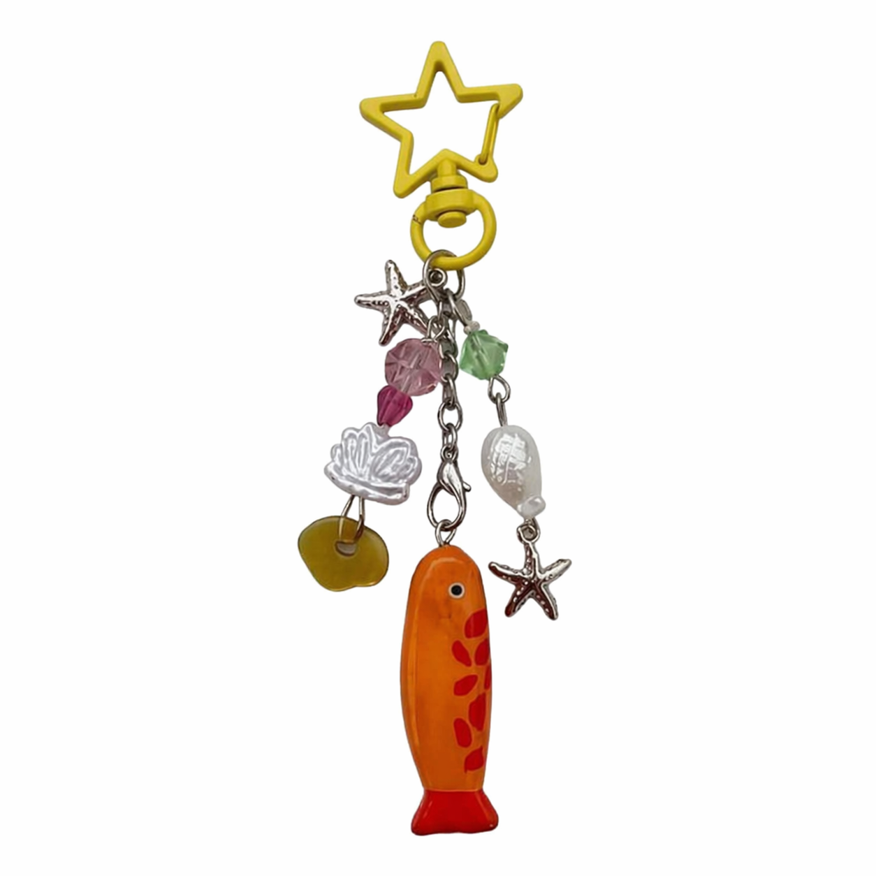 Fish Starfish Bag Charm Enamel Keychain Coastal Streetwear Accessory