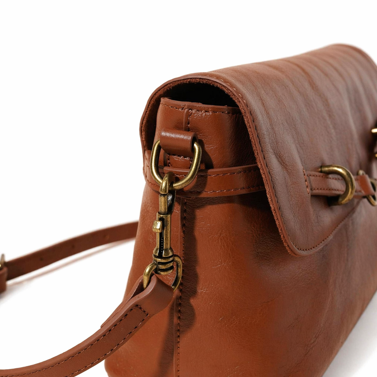 Genuine Leather Crossbody Envelope Bag Solid Color Commuter Satchel