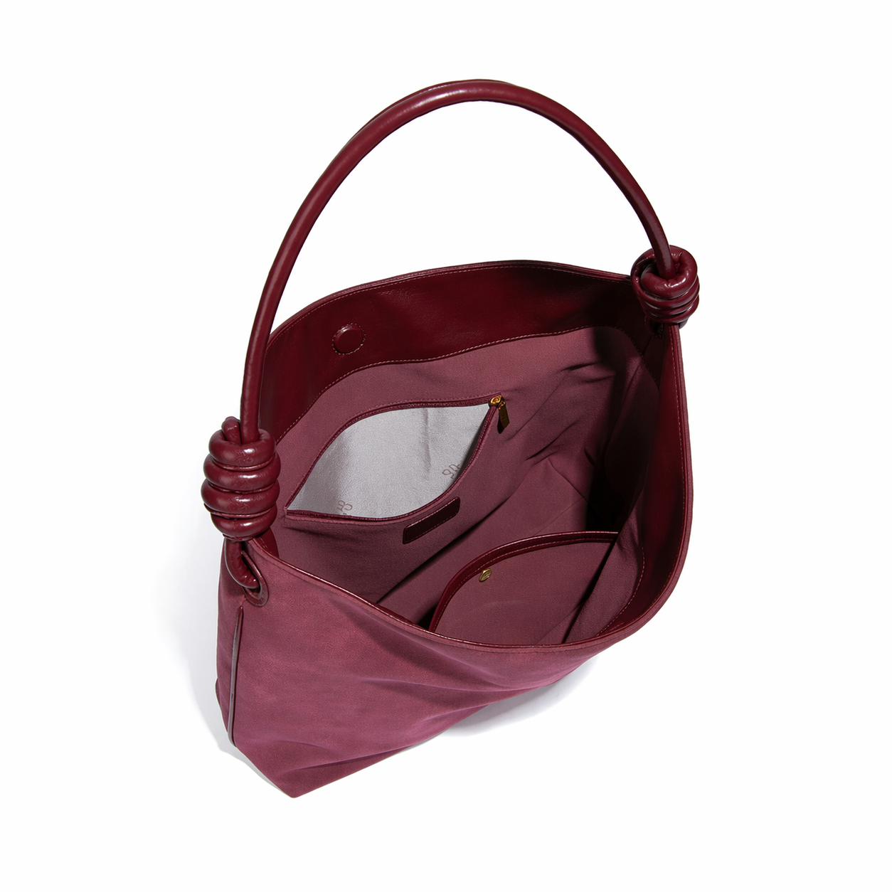 Vintage Faux Suede Underarm Tote Knot Strap Large Hobo Slouchy Shoulder Bag