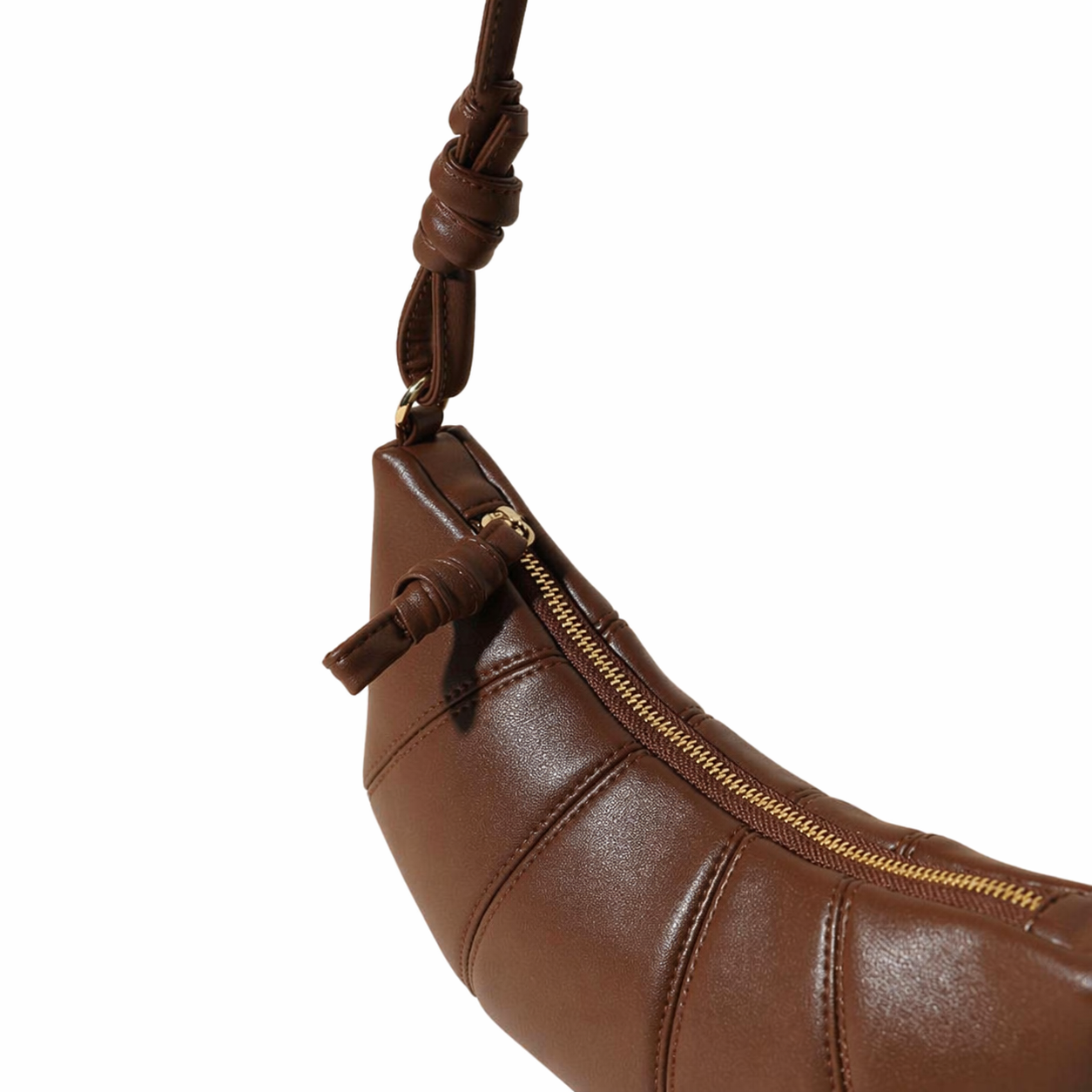 Genuine Leather Croissant Crossbody Bag Chic Cowhide Crescent Purse