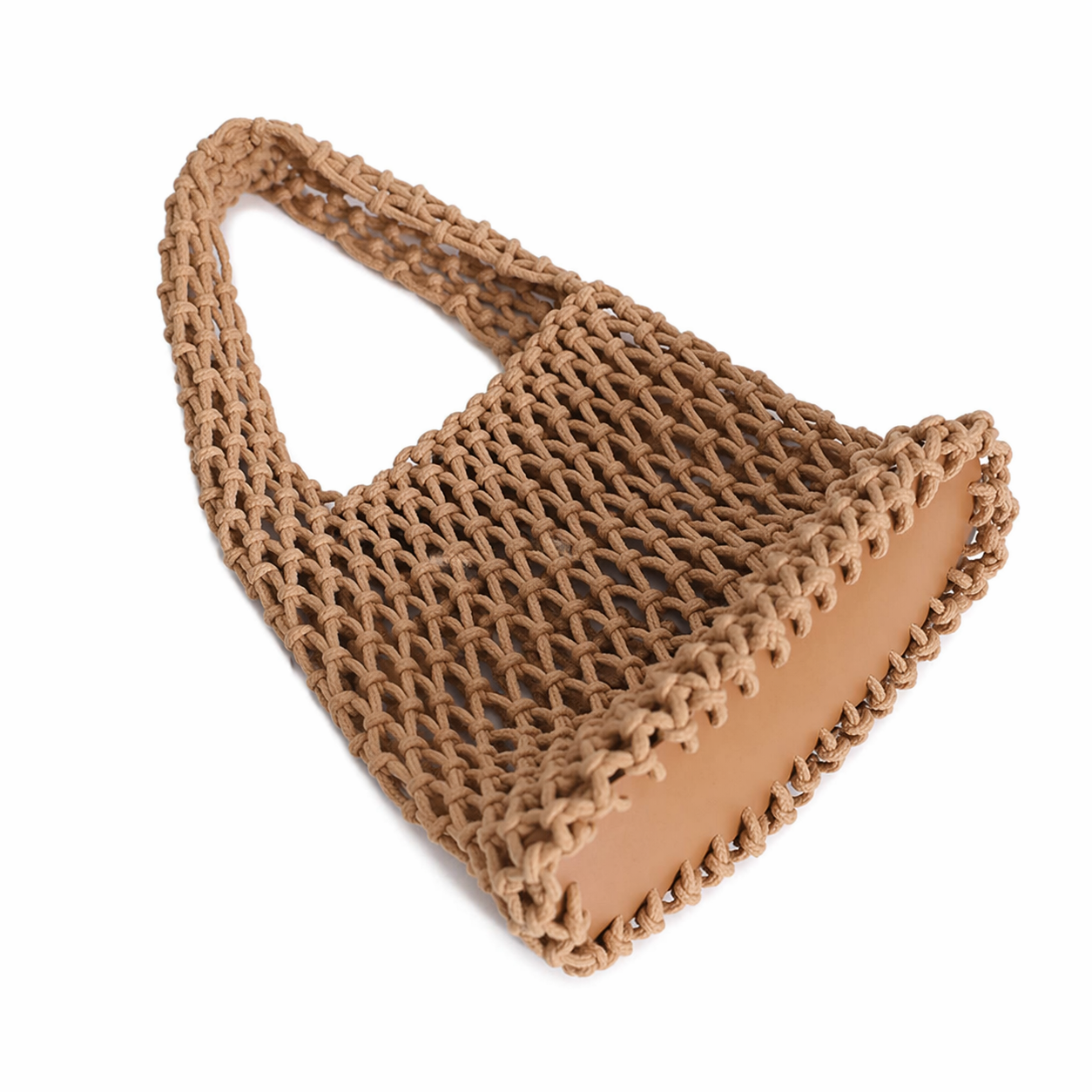 Straw Woven Bucket Bag Summer Crochet Mesh Candy Color Tote