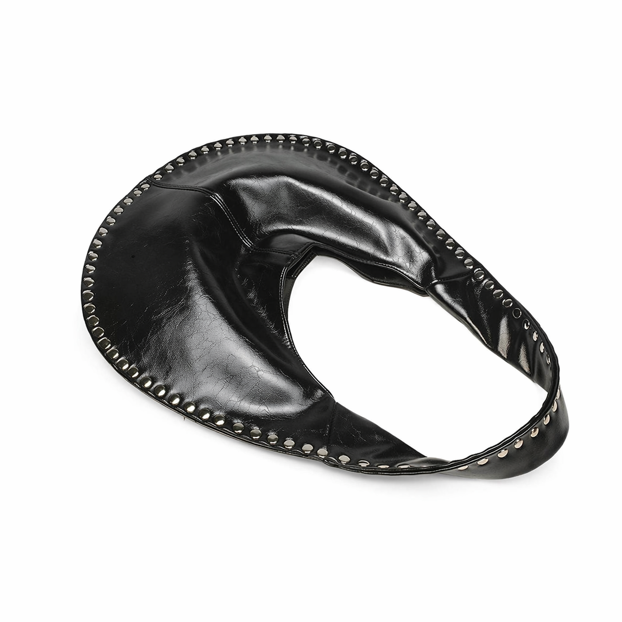 Rivet Studded Crescent Tote Chic Underarm Half Moon Top Handle Bag