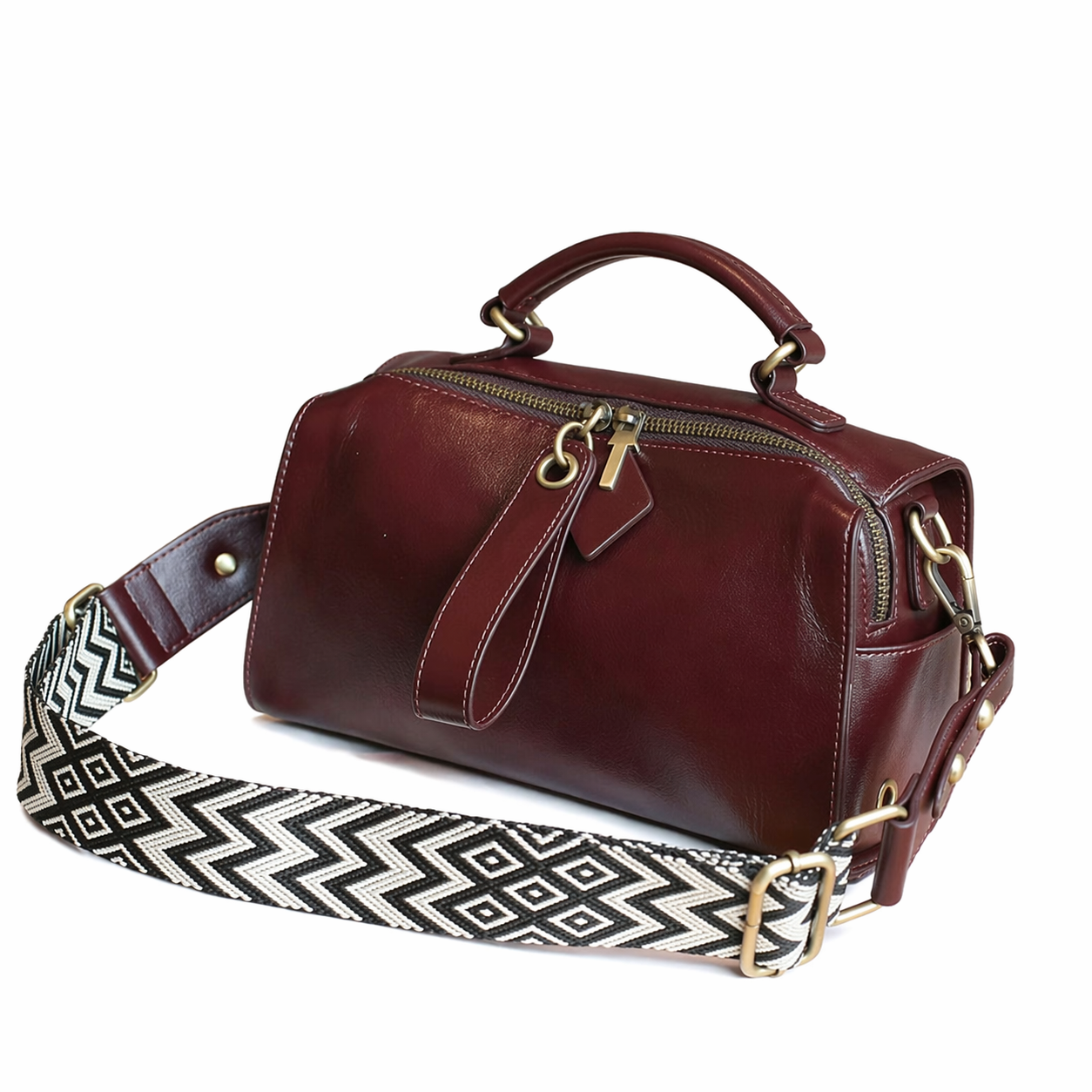 Veg-Tanned Leather Structured Satchel  Crossbody Work Bag