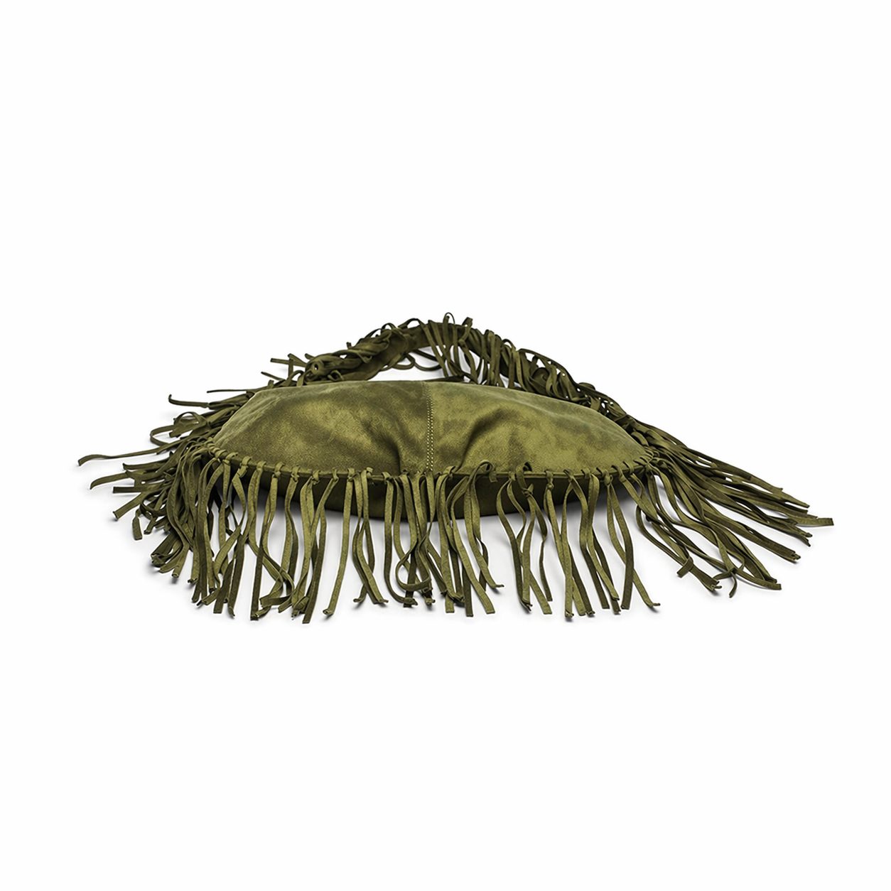 Fringe Faux Suede Crescent Tote Large Capacity Half Moon Slouchy Bag