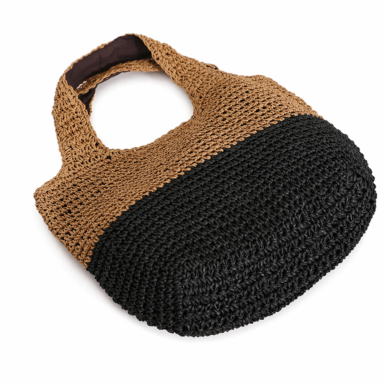 Color Block Straw Woven Bag Summer Beach Niche Design Casual Wristlet