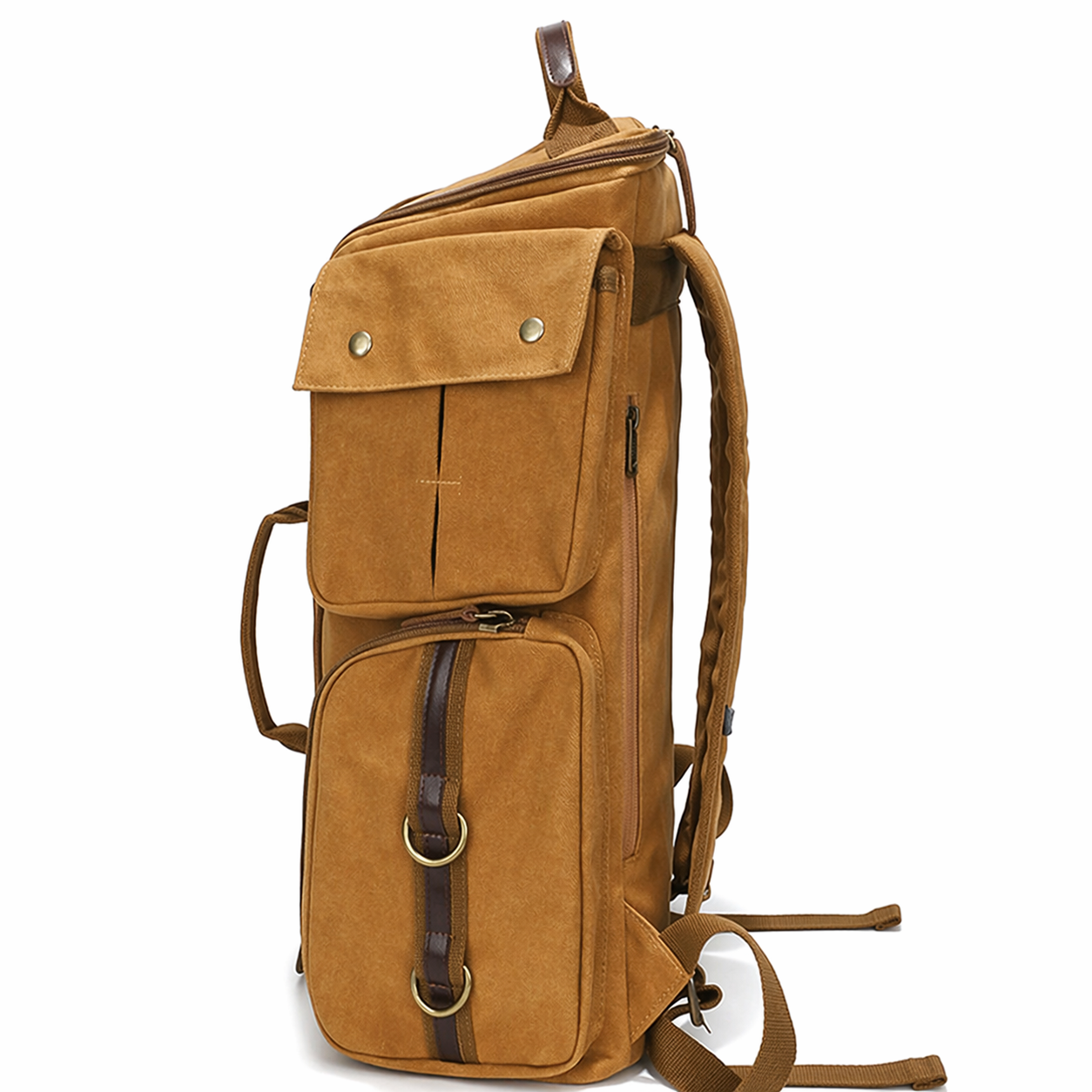 Waxed Canvas Backpack Vintage Leather Laptop Rucksack Waterproof Travel Bag