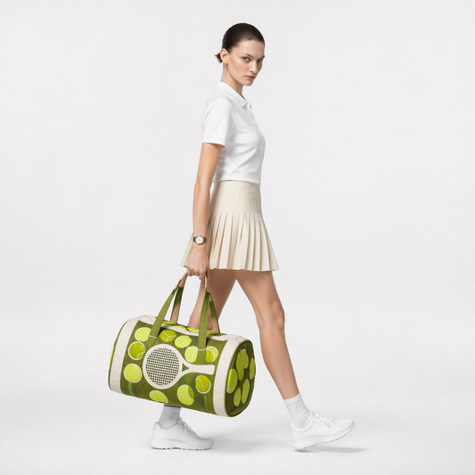 Quilted Tennis Duffle Bag Sports Gym Weekender Travel Tote
