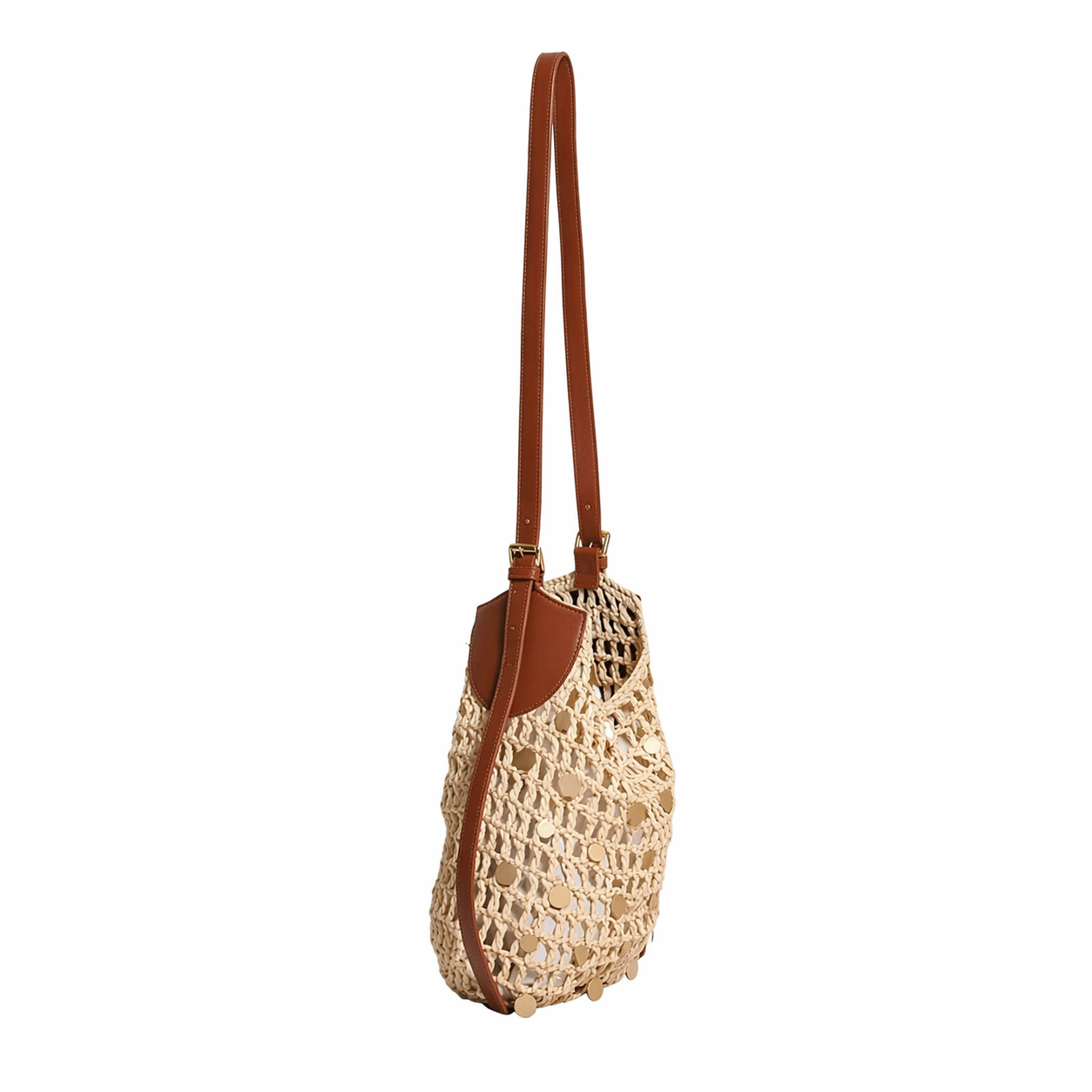 Straw Sequin Shoulder Bag Hollow Woven Beach Crochet Summer Crossbody