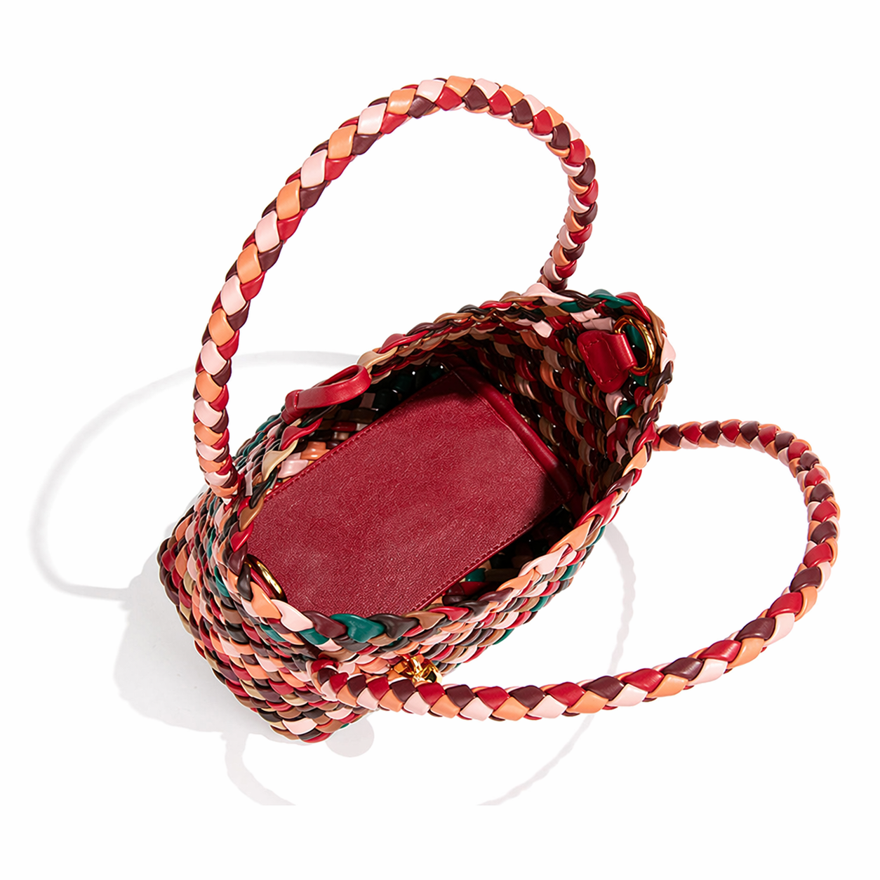 Woven Leather Basket Bag Colorful Crossbody Multicolor Checker Tote