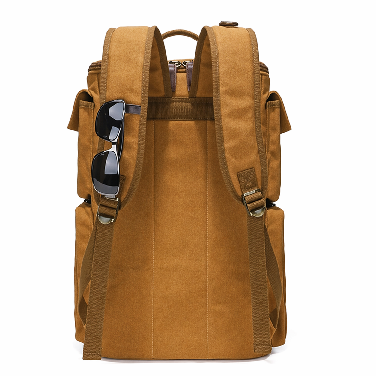 Waxed Canvas Backpack Vintage Leather Laptop Rucksack Waterproof Travel Bag