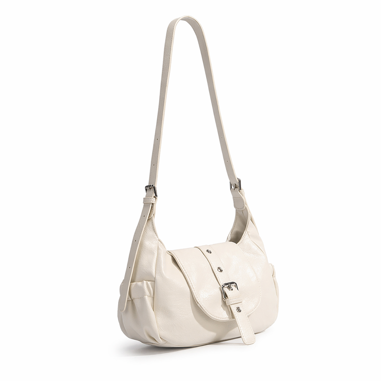 Soft PU Leather Saddle Bag Chic Hobo Crossbody Commuter Shoulder Bag