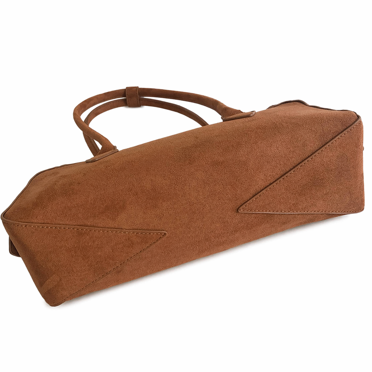 Suede Leather East-West Baguette Bag Retro French Shoulder Handbag
