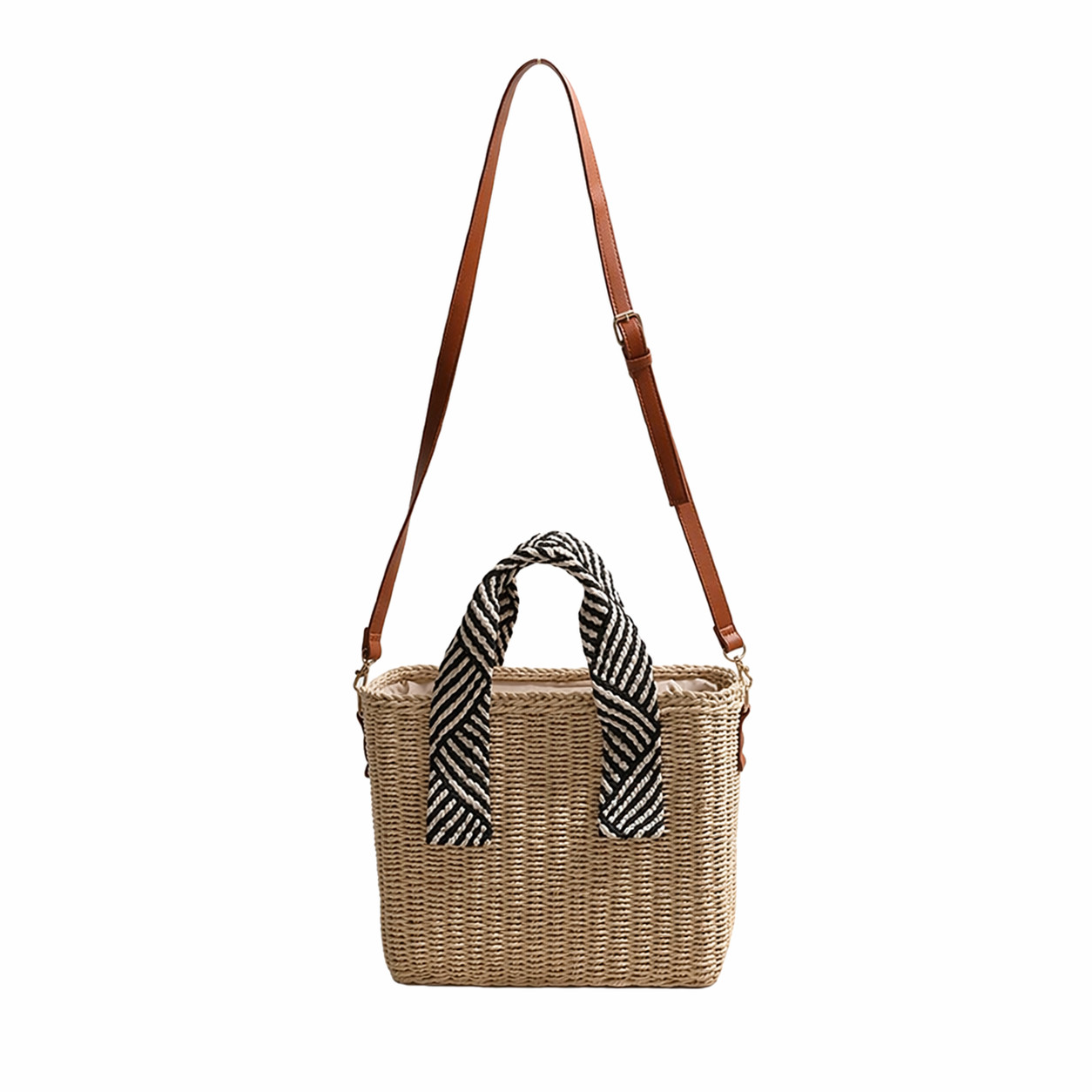 Straw Woven Tote Bag Large Summer Beach Square Crossbody Shoulder Bag