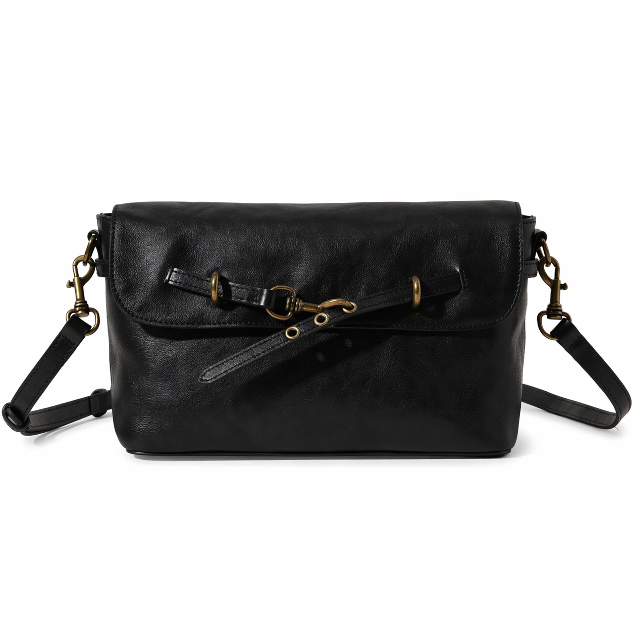 Genuine Leather Crossbody Envelope Bag Solid Color Commuter Satchel