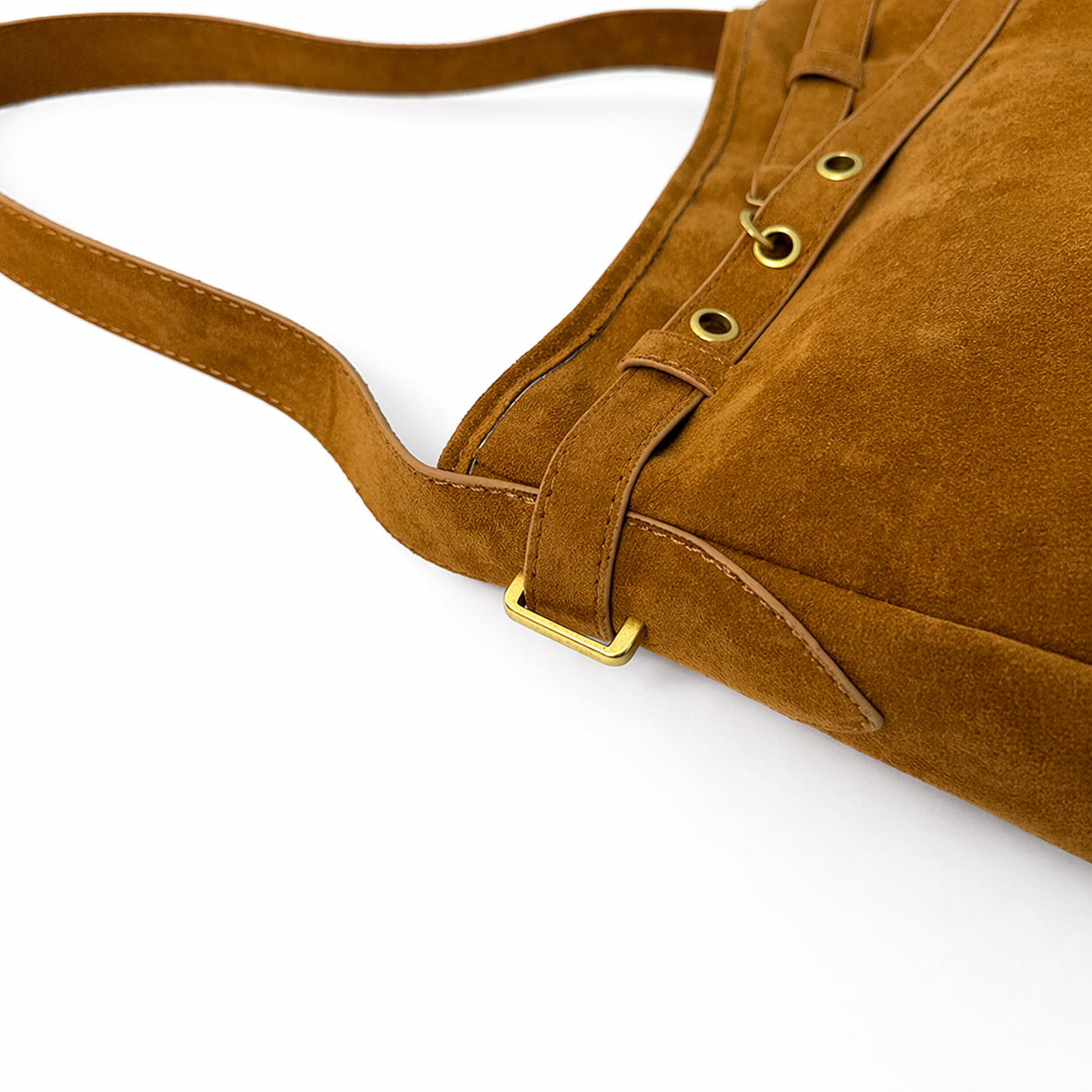 Vintage Faux Suede Shoulder Bag Retro Slouchy Handbag