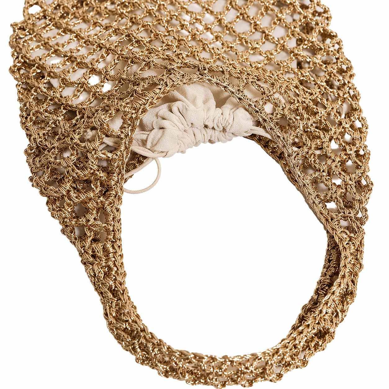 Lurex Straw Woven Bag Summer Beach Hollow Out Shoulder Tote with Pouch