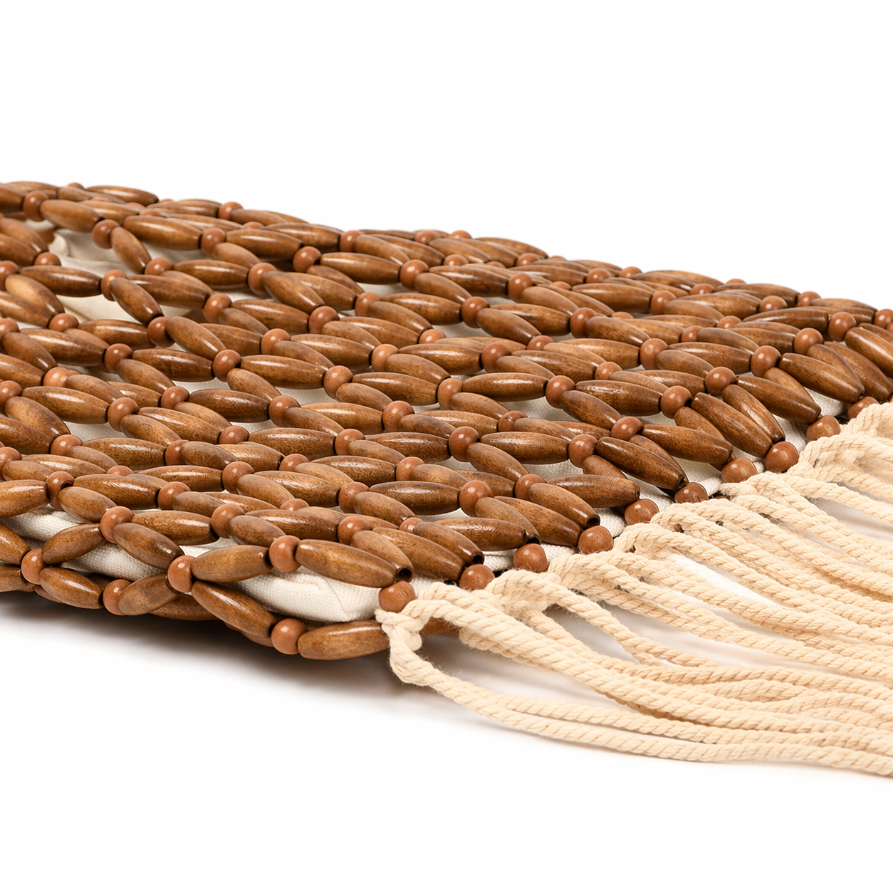 Handmade Wooden Bead Tassel Tote Fringe Beach Vacation Drawstring Bag