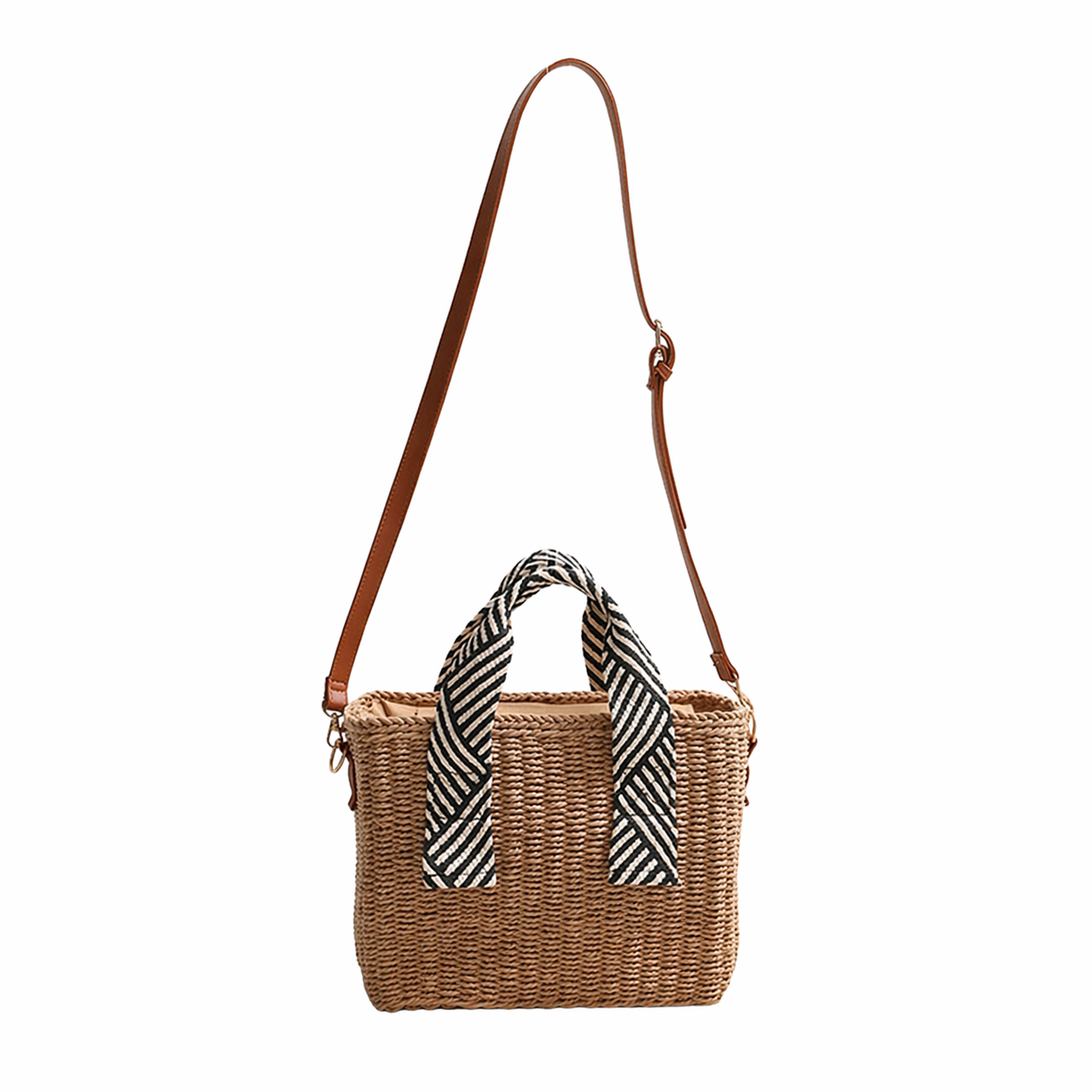Straw Woven Tote Bag Large Summer Beach Square Crossbody Shoulder Bag