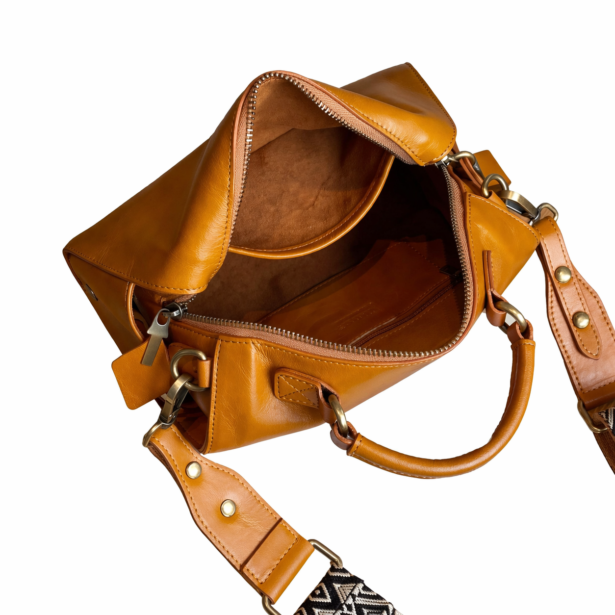 Veg-Tanned Leather Structured Satchel  Crossbody Work Bag