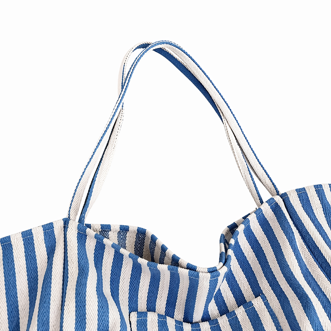 Large Canvas Striped Tote Bag Lightweight Travel Shopper