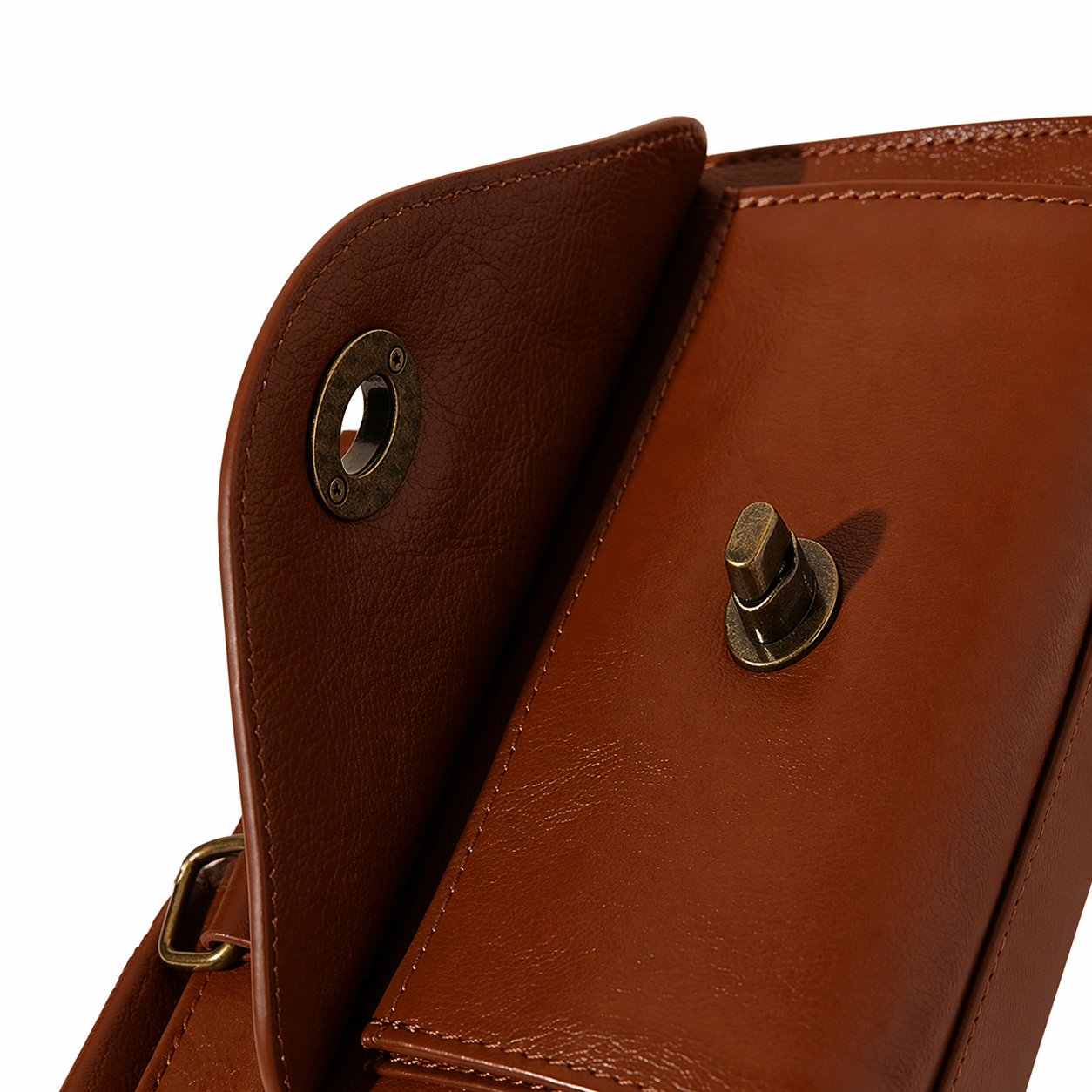 Top-Grain Leather Structured Satchel Top Handle Crossbody Bag
