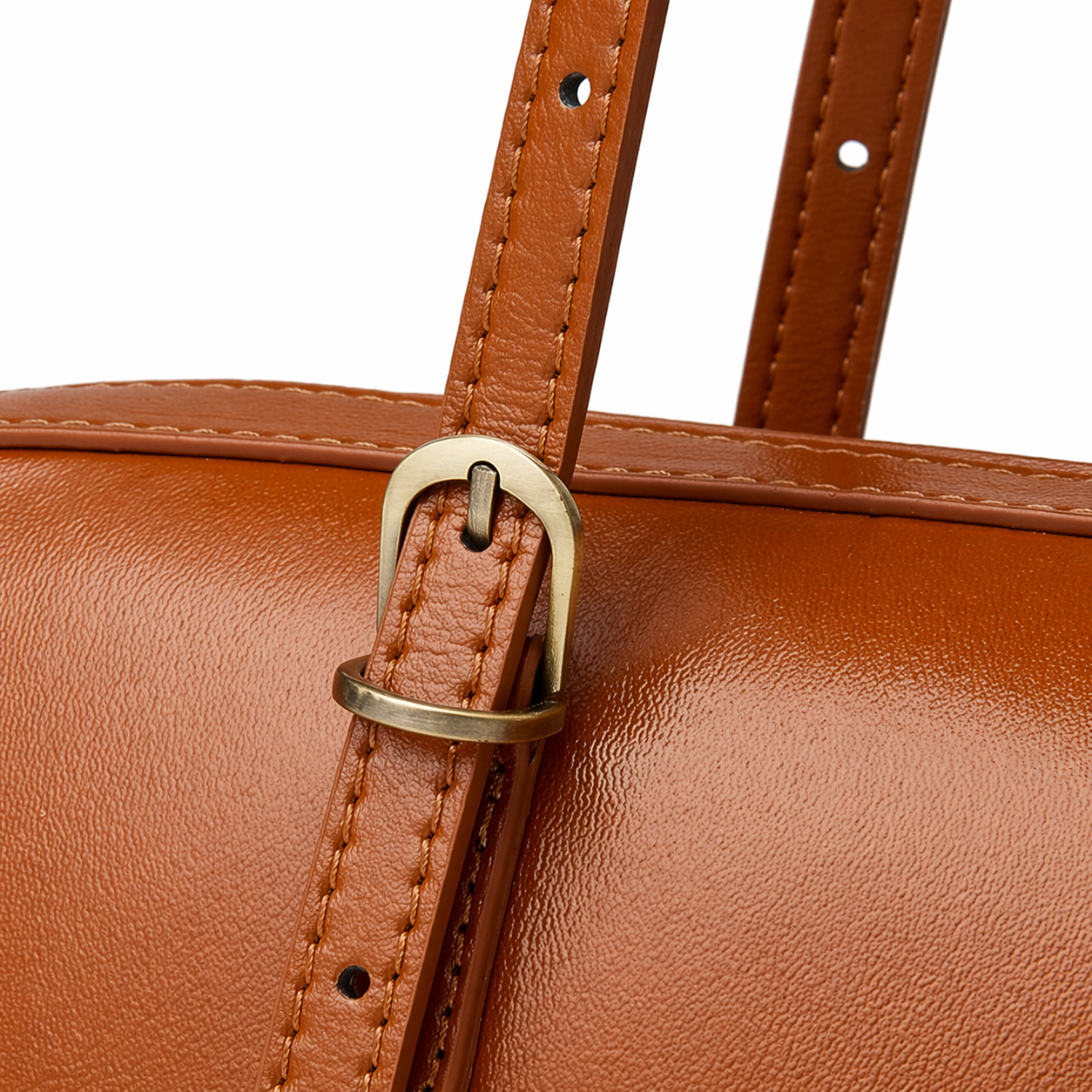 Retro Leather Bowling Bag Vintage Underarm Shoulder Tote with Charm