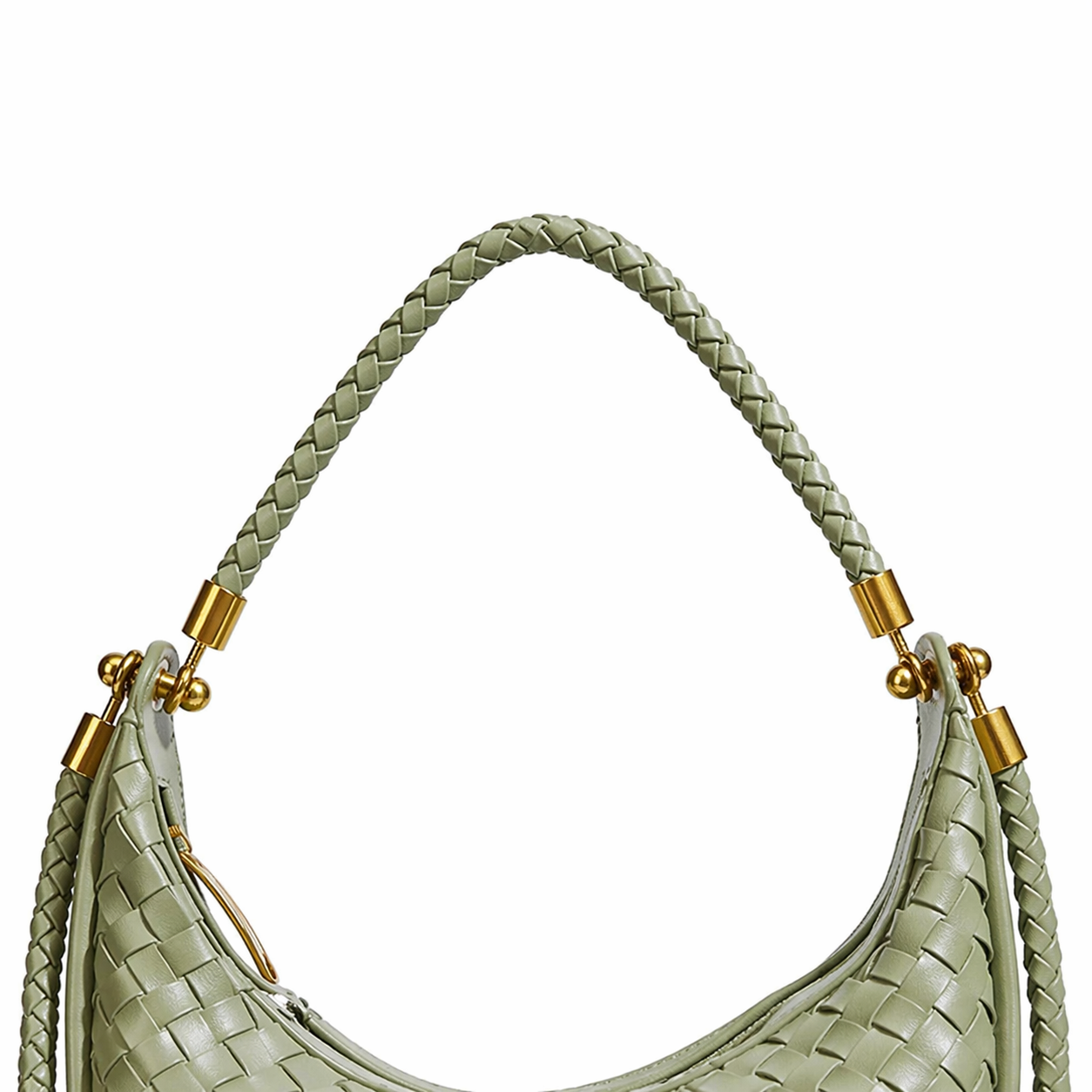 Woven PU Leather Crescent Bag Hobo Top Handle Purse