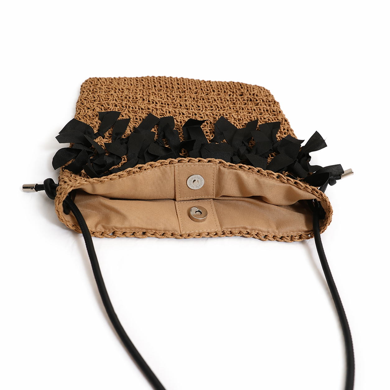 Bow Straw Woven Bag Large Summer Beach Hollow Out Shoulder Handbag