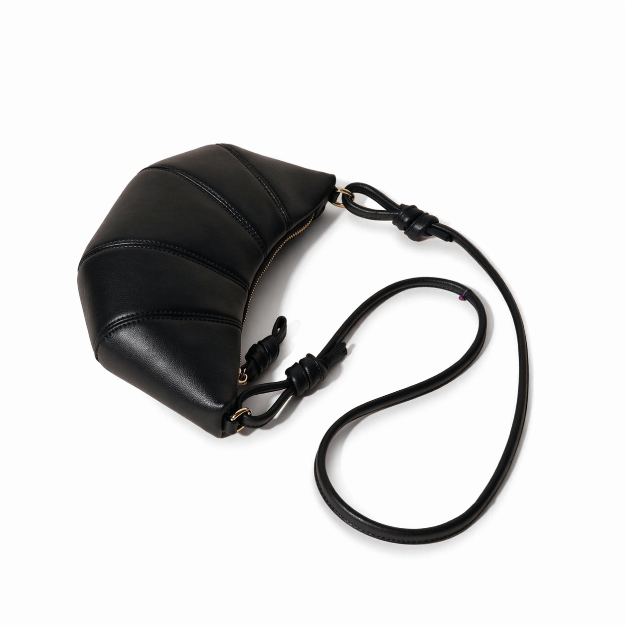 Genuine Leather Croissant Crossbody Bag Chic Cowhide Crescent Purse