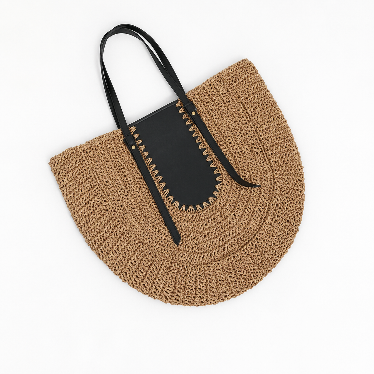 French Straw Woven Bag Large Summer Beach Half Moon Shoulder Handbag