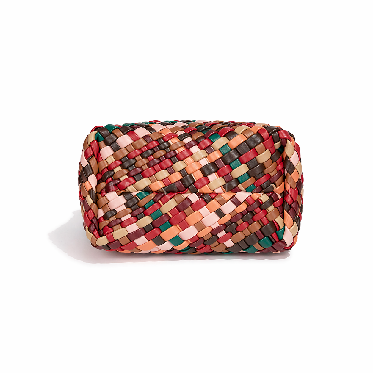 Woven Leather Basket Bag Colorful Crossbody Multicolor Checker Tote