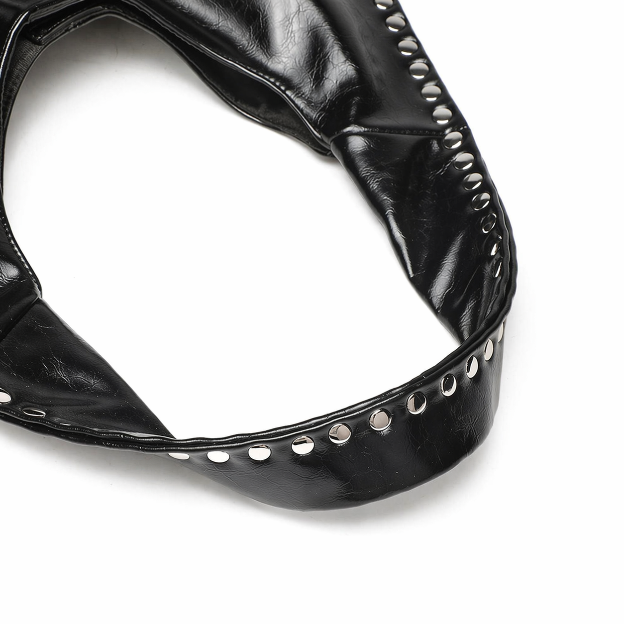 Rivet Studded Crescent Tote Chic Underarm Half Moon Top Handle Bag