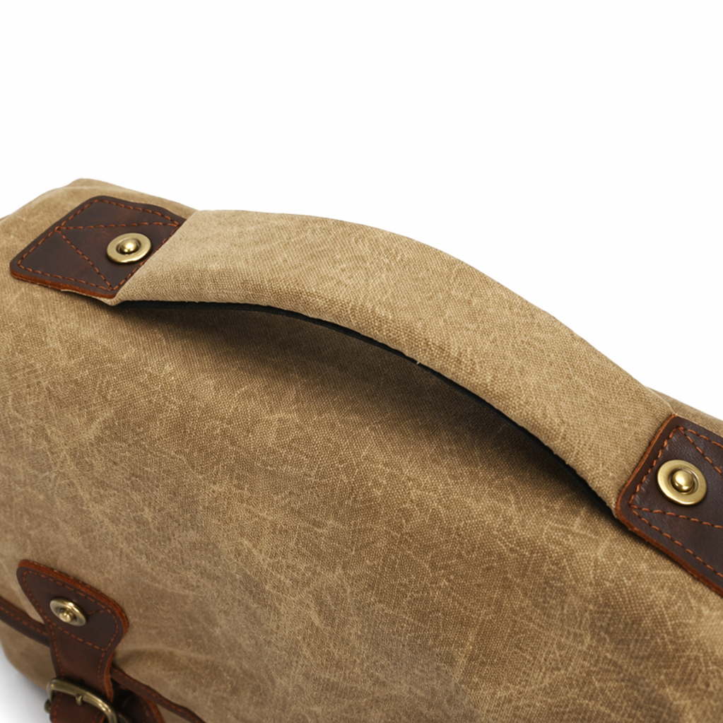 Waxed Canvas Camera Messenger Bag Leather Vintage DSLR Shoulder Case