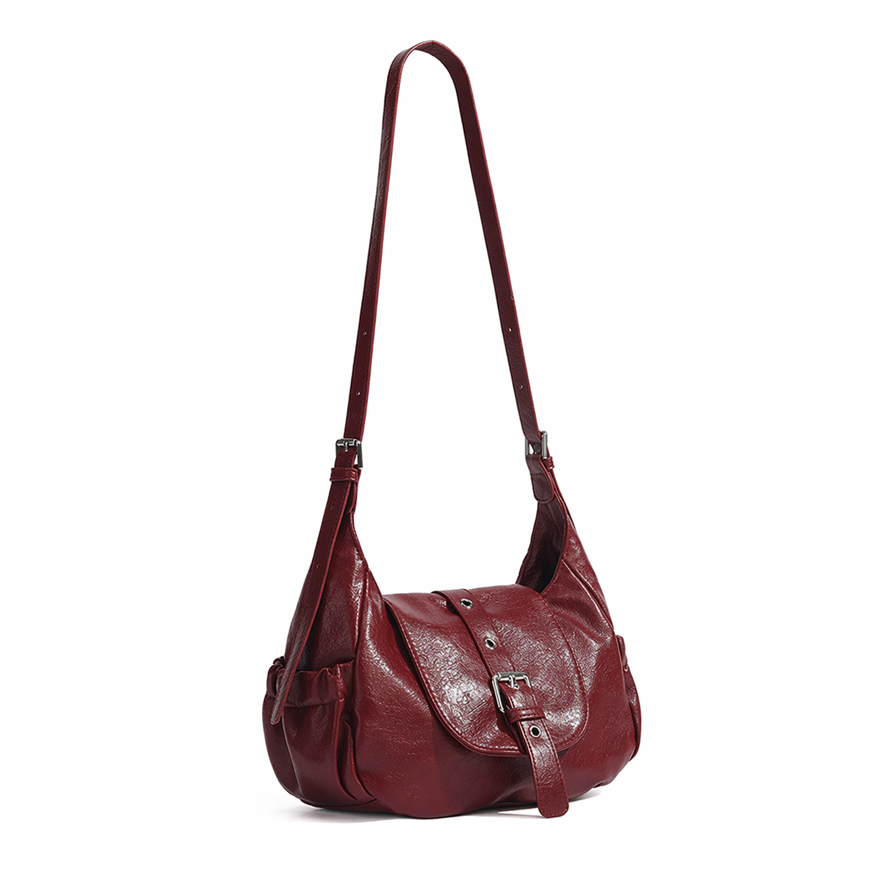 Soft PU Leather Saddle Bag Chic Hobo Crossbody Commuter Shoulder Bag