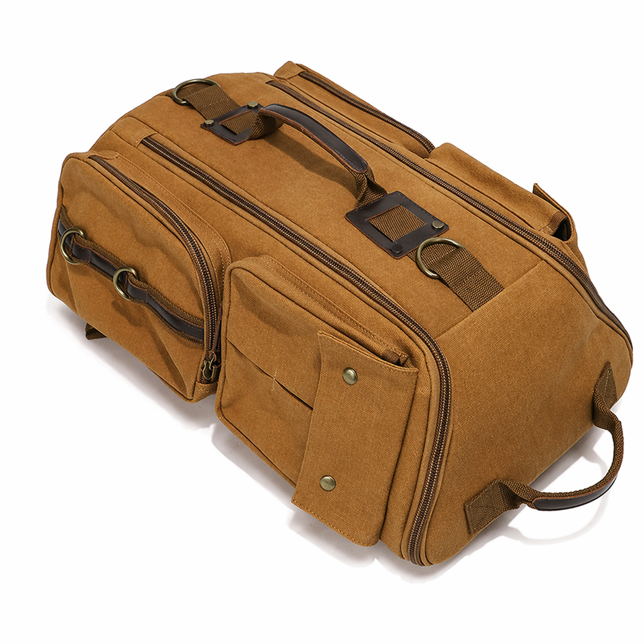Waxed Canvas Backpack Vintage Leather Laptop Rucksack Waterproof Travel Bag