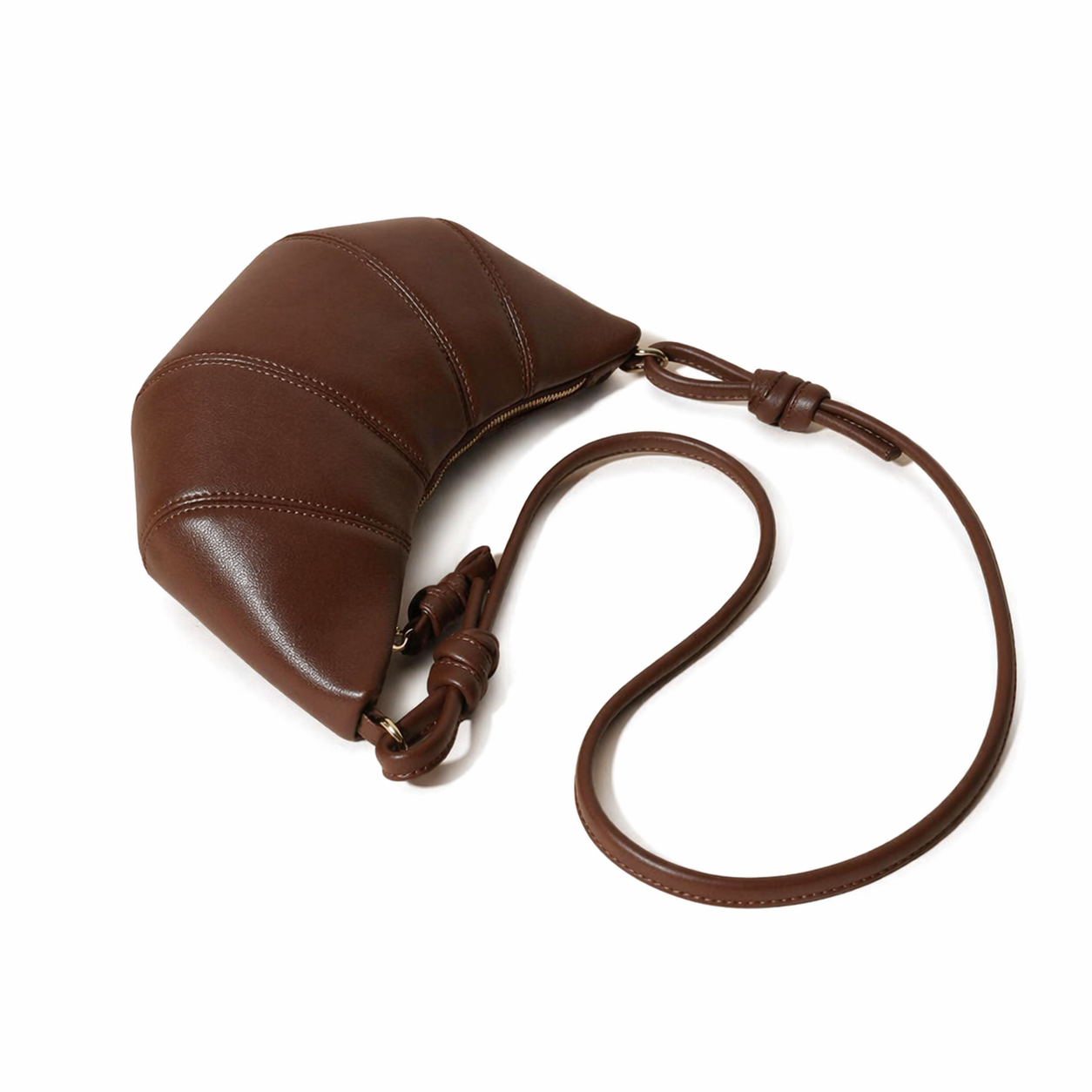 Genuine Leather Croissant Crossbody Bag Chic Cowhide Crescent Purse