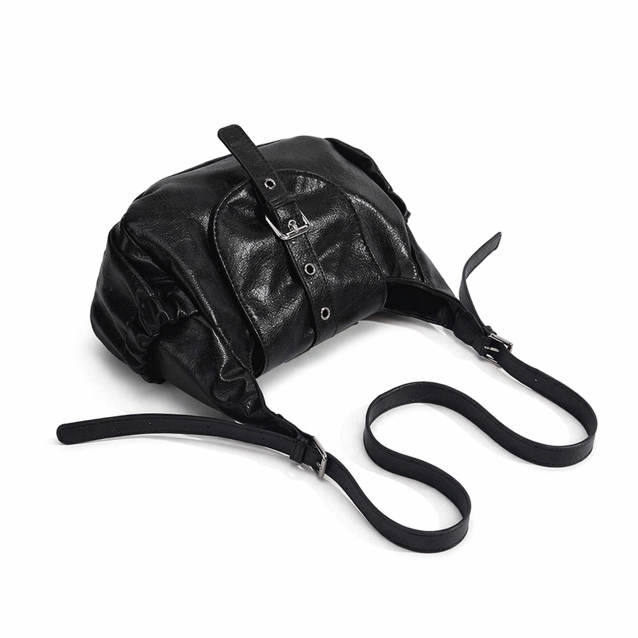 Soft PU Leather Saddle Bag Chic Hobo Crossbody Commuter Shoulder Bag